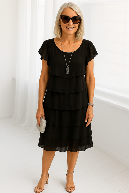 Damen Midikleid mit Lagen und Rüschen für besondere Anlässe