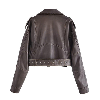 Damen Leder Motorradjacke Reißverschluss