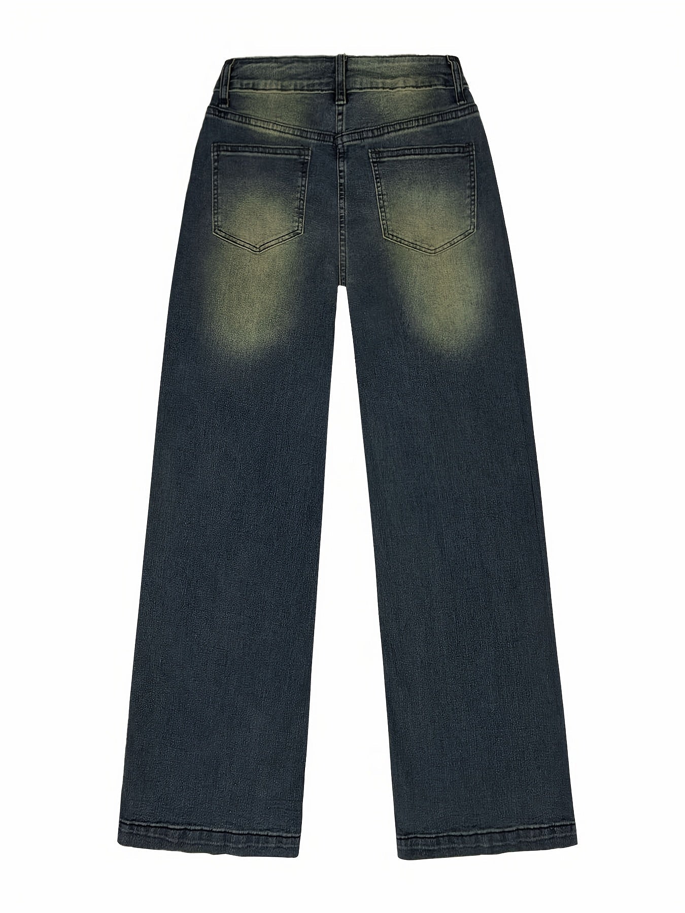 Damen Baggy Jeans Weites Bein Leicht Gewaschen Blau