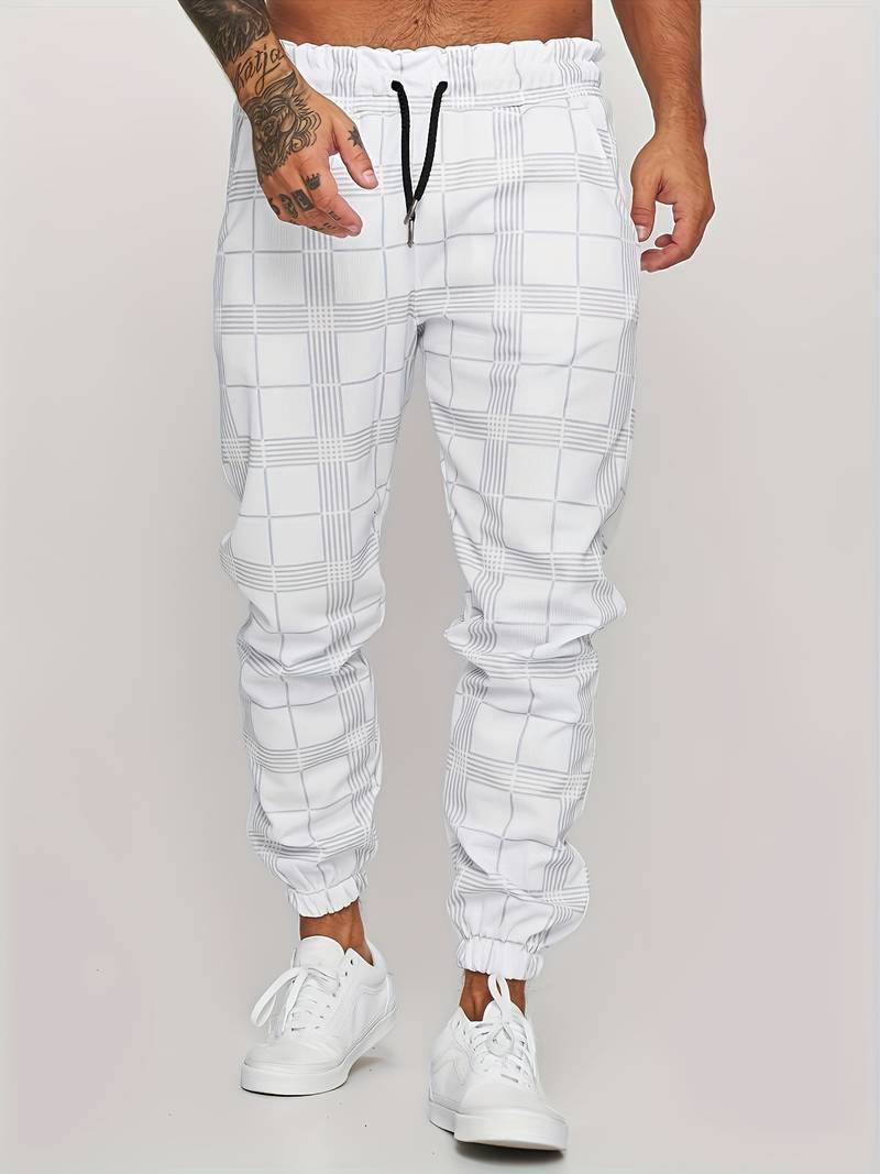 Herren Jogginghose Karomuster Bequem Kordelzug