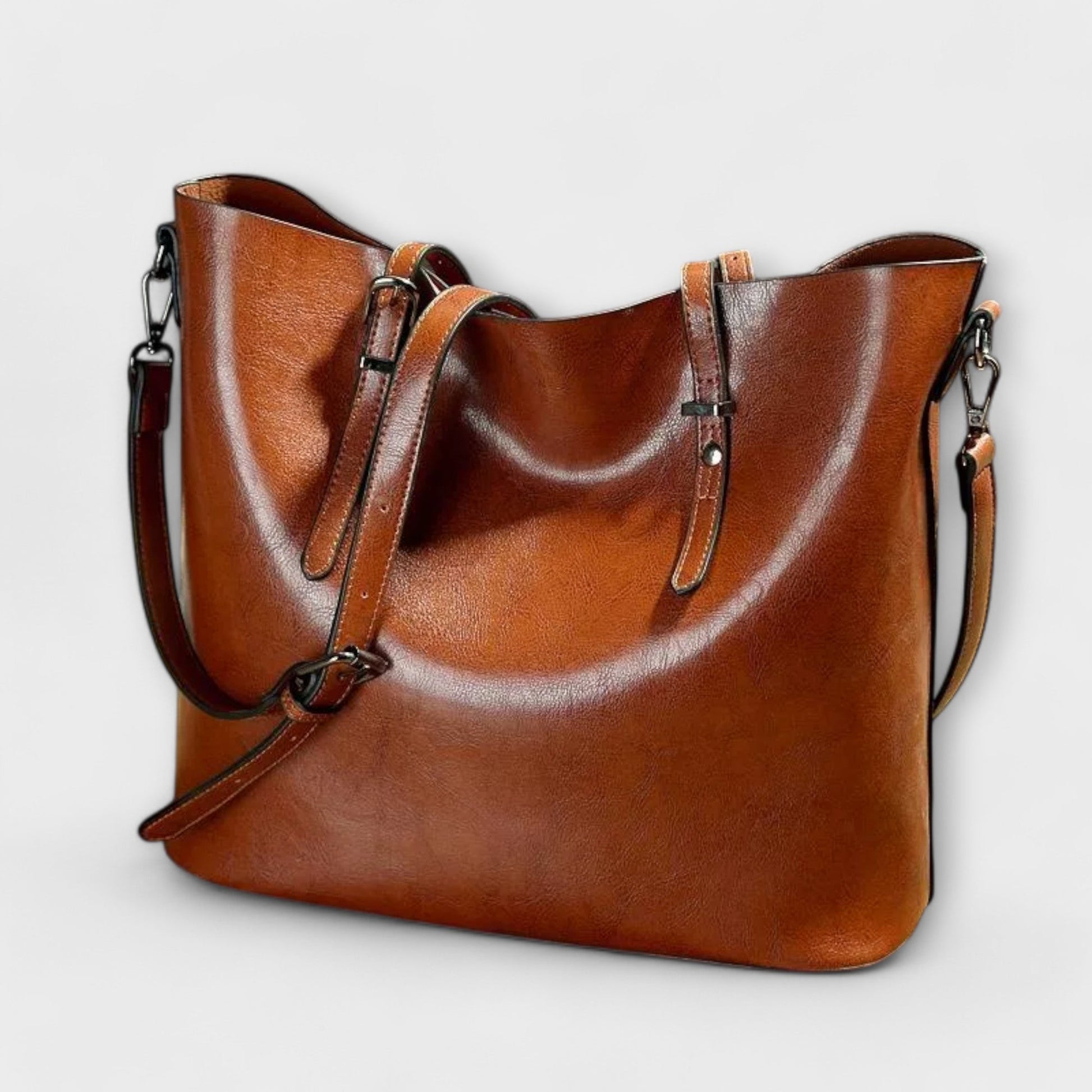 Damen Schultertasche Klassischer Stil Leder Braun - Eveloria