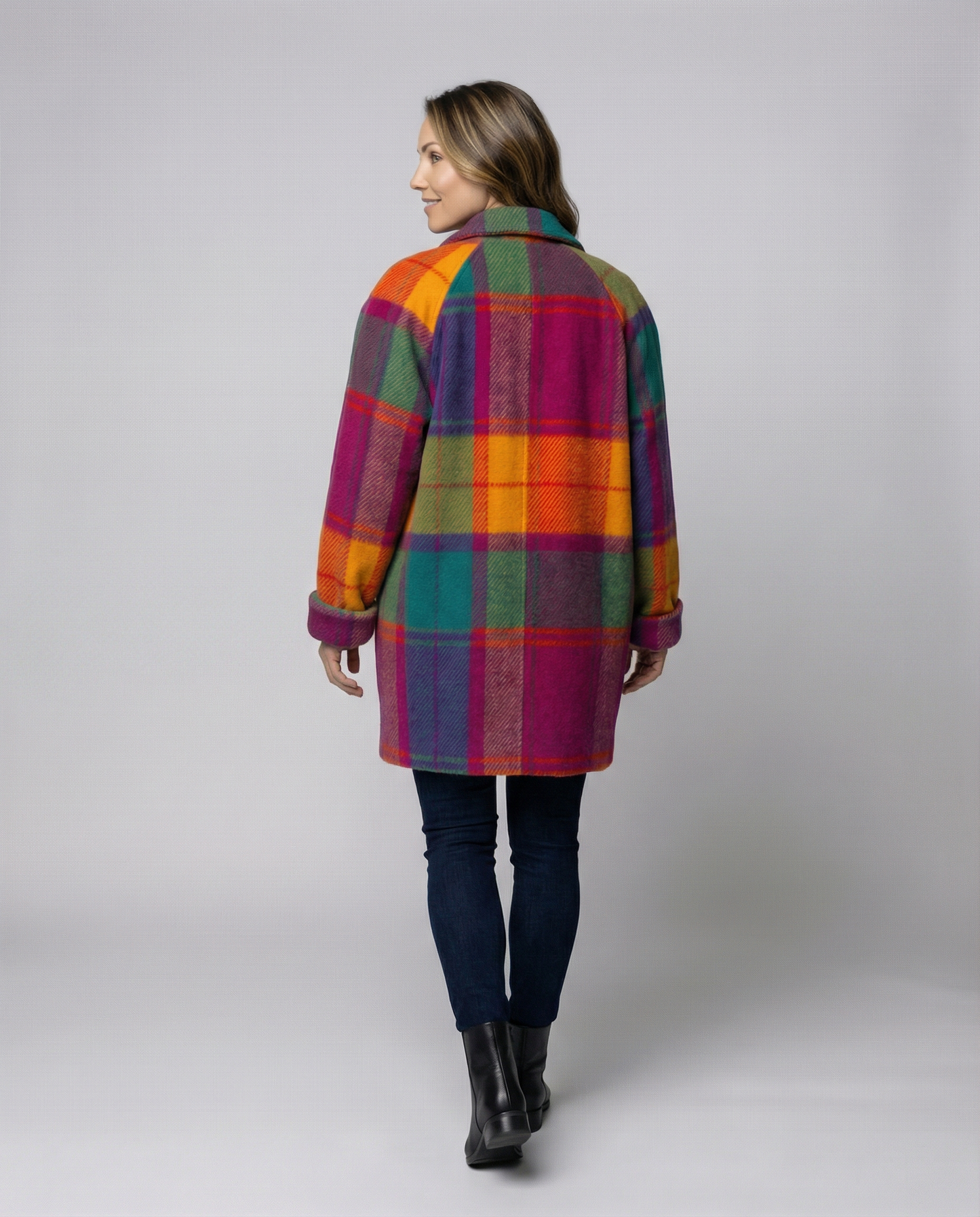 Damen Oversized Karomuster Jacke