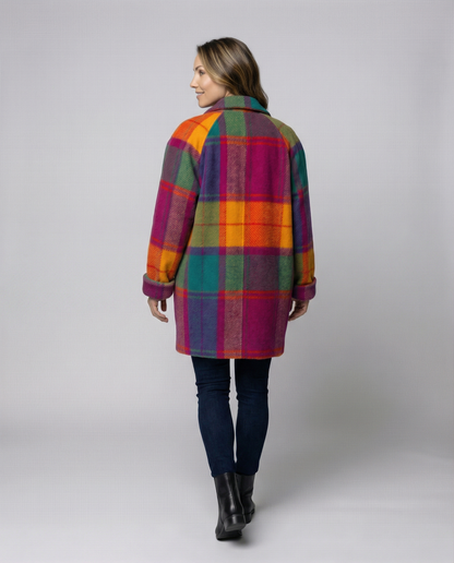 Damen Oversized Karomuster Jacke