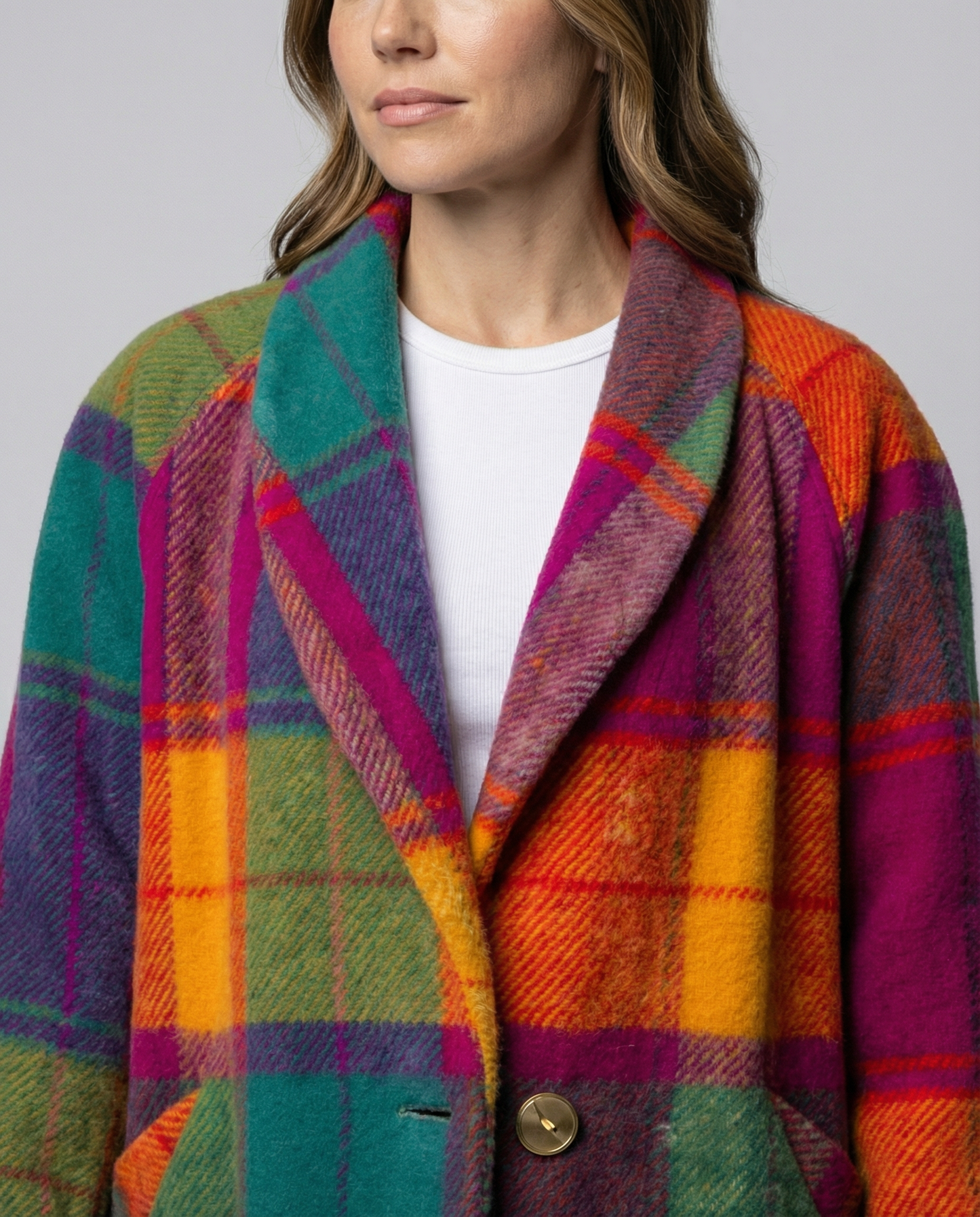 Damen Oversized Karomuster Jacke