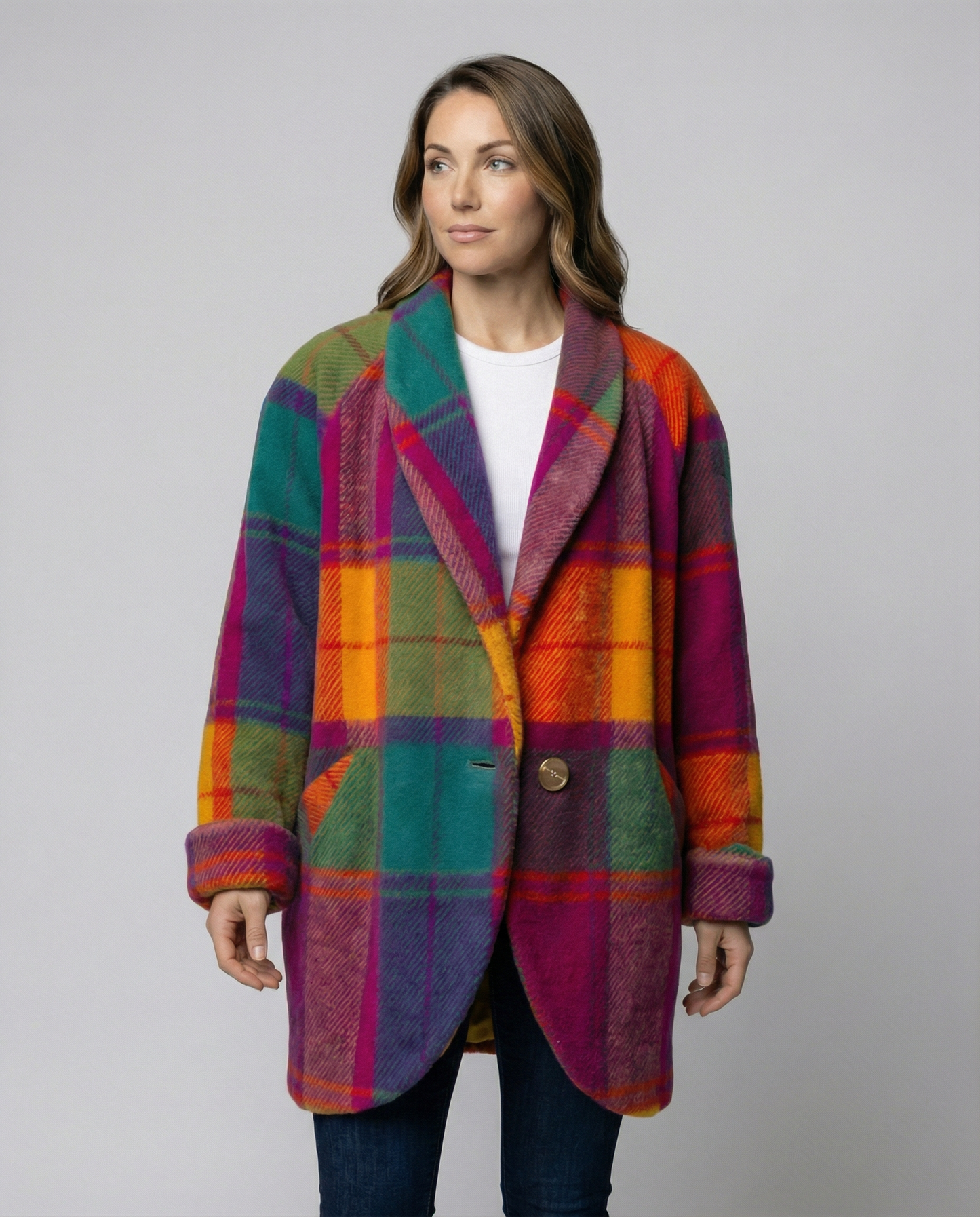 Damen Oversized Karomuster Jacke - Eveloria