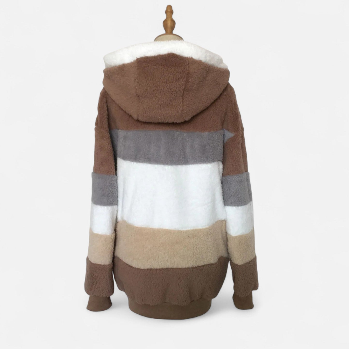 Damen Oversized Jacke mit Kapuze Gestreift