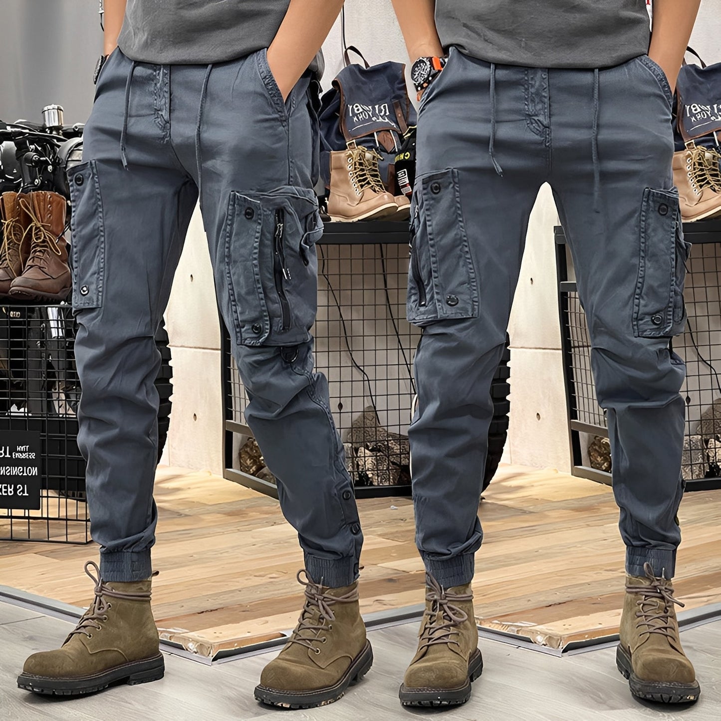 Herren Cargo-Hose Robust Baumwolle Beige