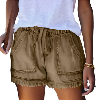 Eveloria Damen Hochtaillen Denim Shorts
