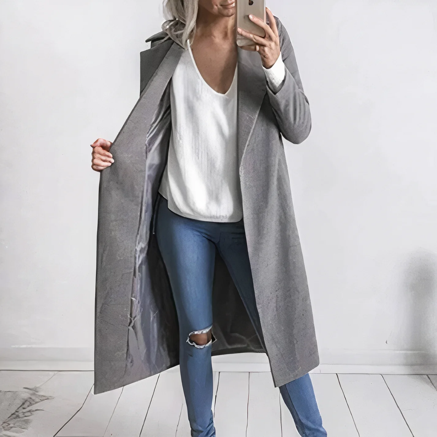 Eveloria Damen Trenchcoat Lang Mantel