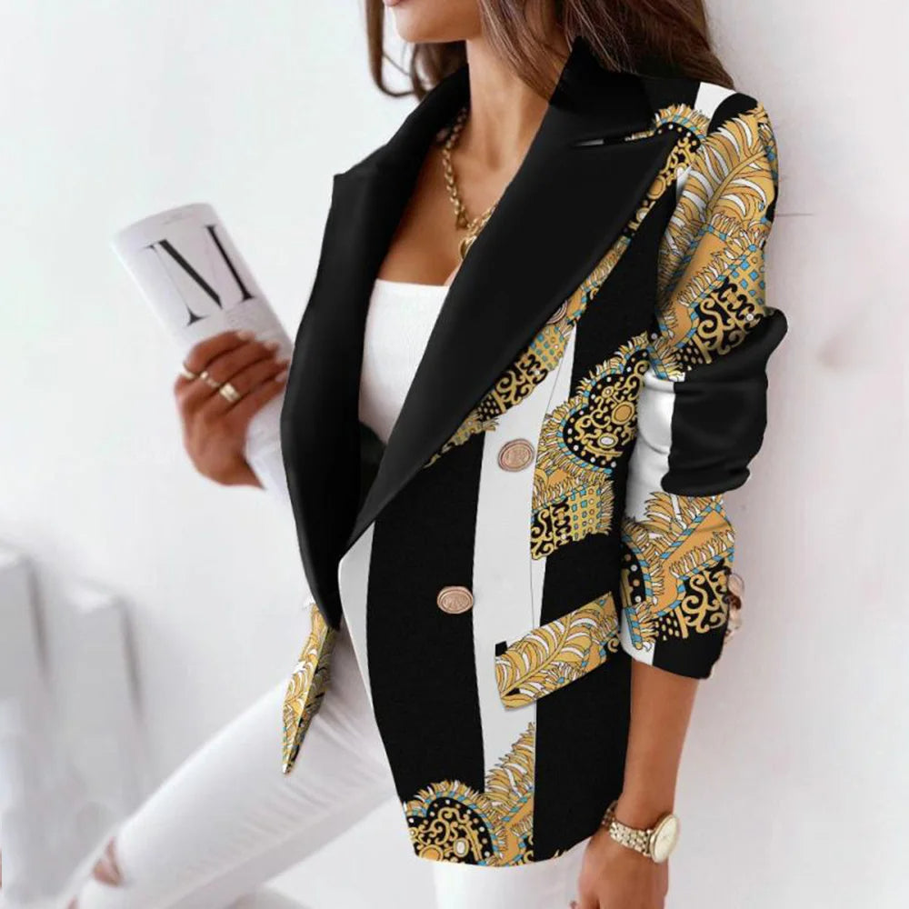 Eveloria Damen Blazer Bedruckt Stilvoll