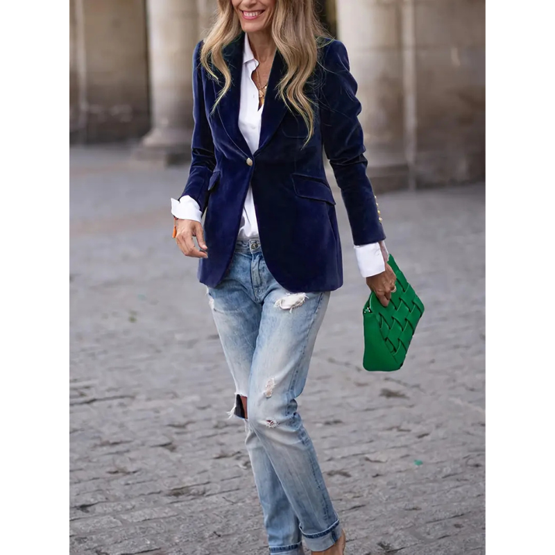 Eveloria Damen Blazer Velvet Casual