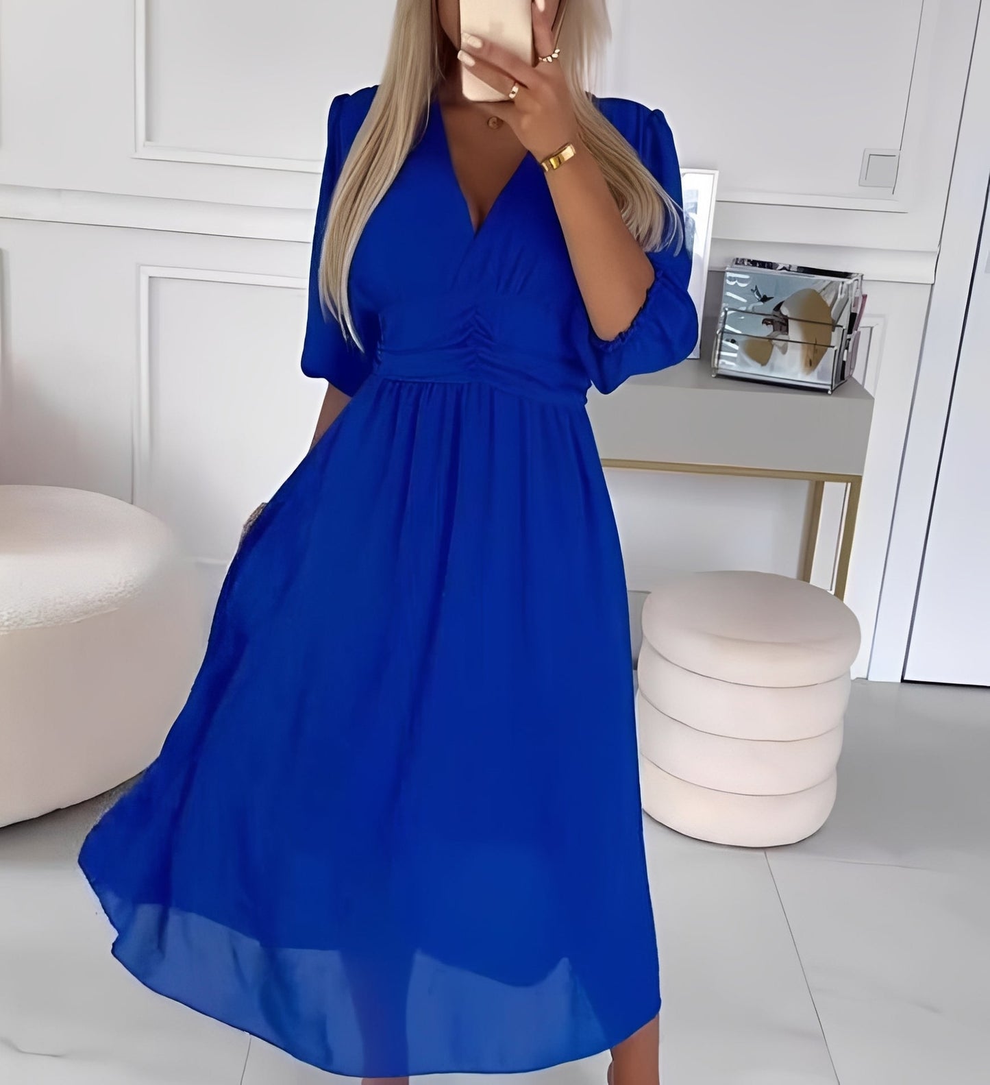 Damen Elegantes Kleid mit Ellbogenärmeln