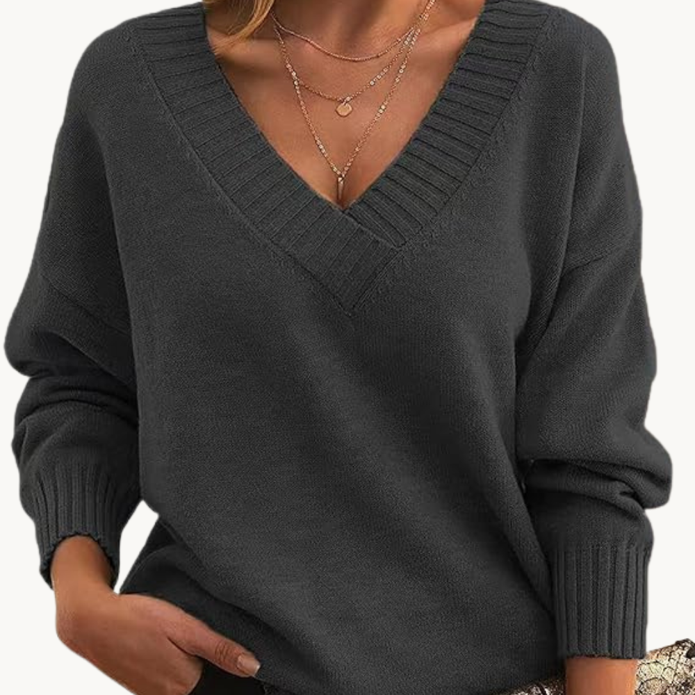 Eveloria Damen Pullover V-Ausschnitt