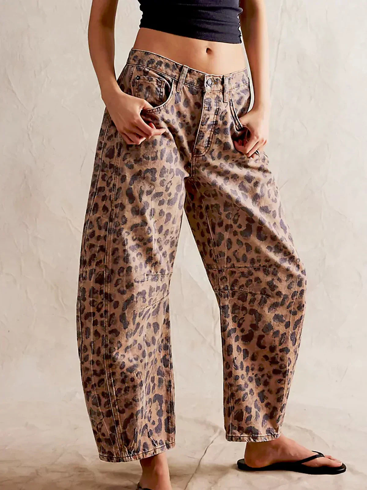 Damen Bedruckte Weite Jeans