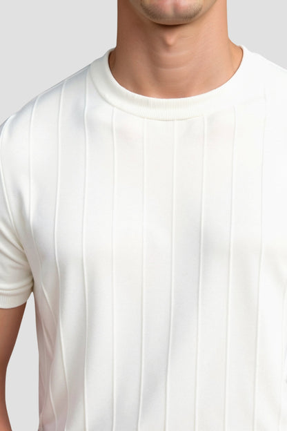 Herren Klassisches Heavy O-Hals Streifen T-Shirt