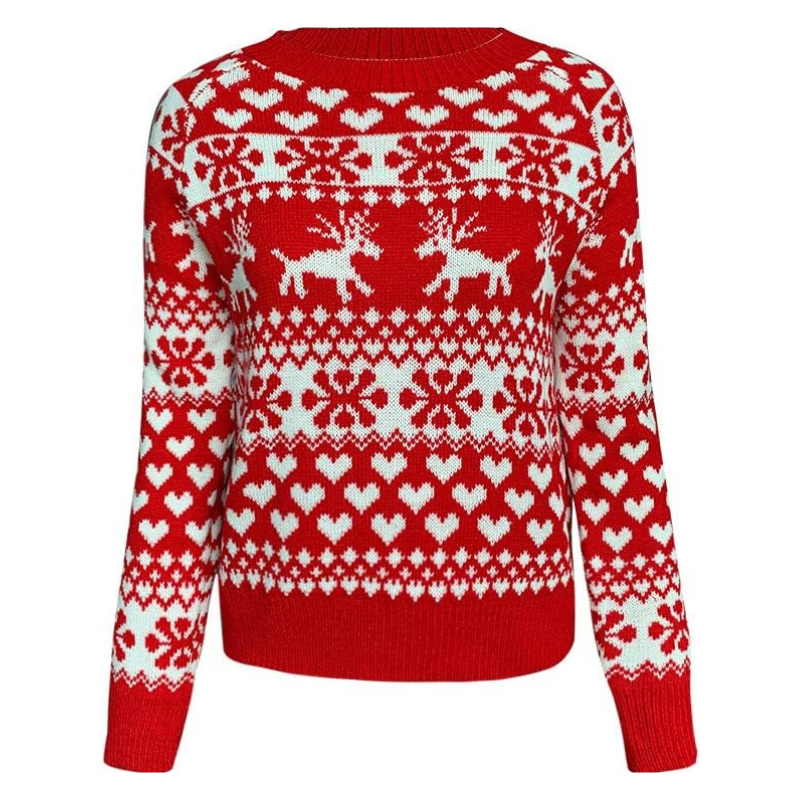 Eveloria Damen Strickpullover Rot Weihnachten