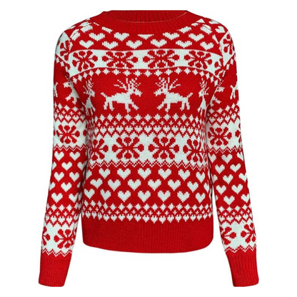 Eveloria Damen Strickpullover Rot Weihnachten