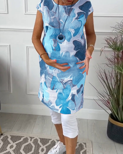 Damen Longtop Blumenprint Farbig Baumwolle Relaxed Fit