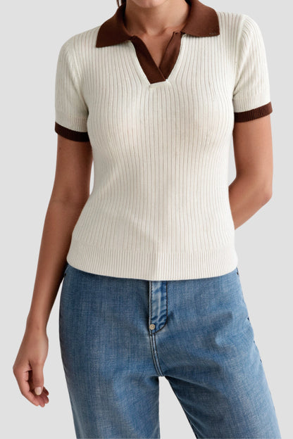 Herren Polo-Shirt Blockfarbe Gestrickt Rundhals