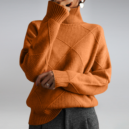 Damen Oversize Rollkragenpullover Lang
