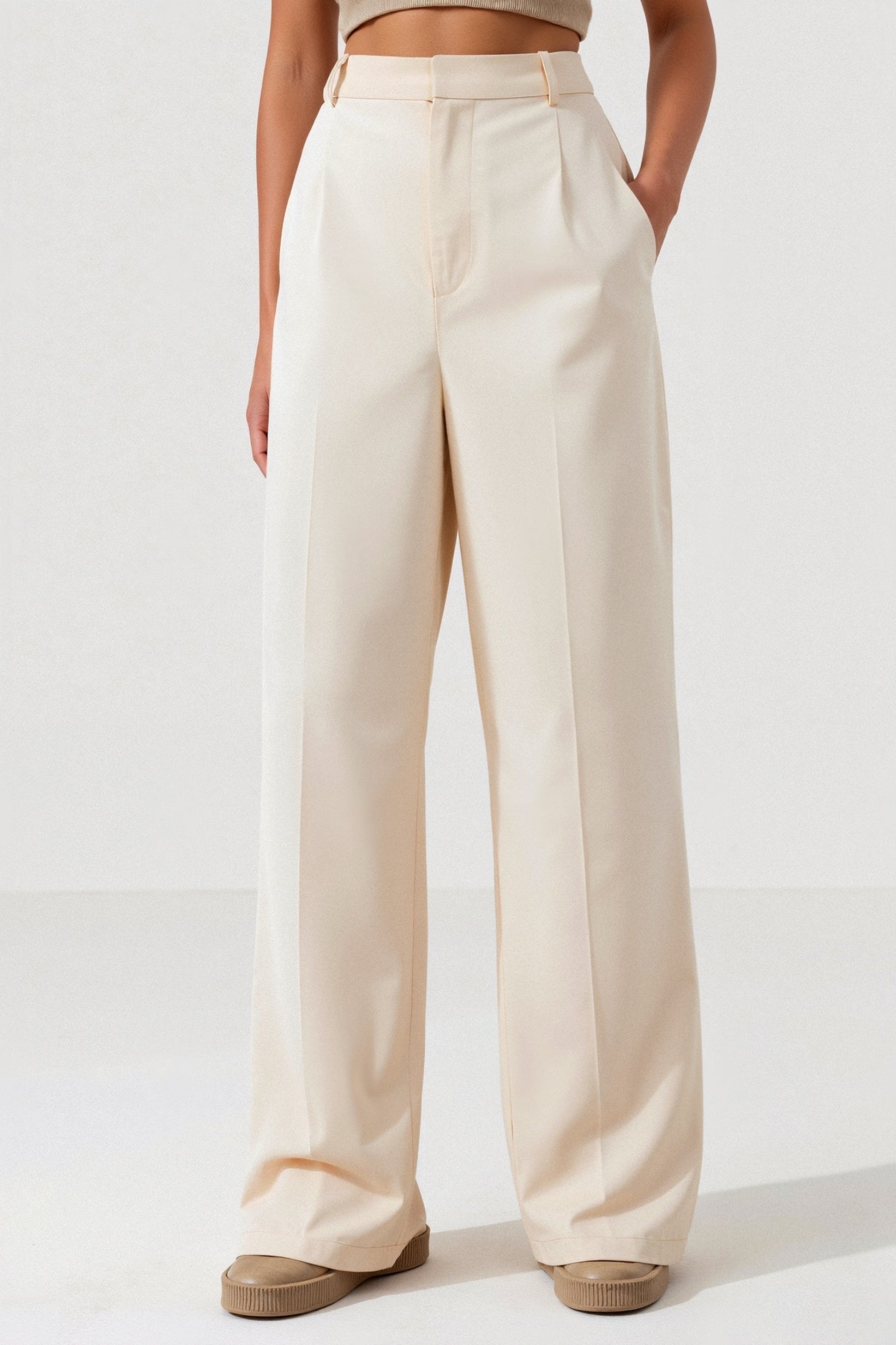 Damenhose Weit Schnitt Bundfalten Elegant