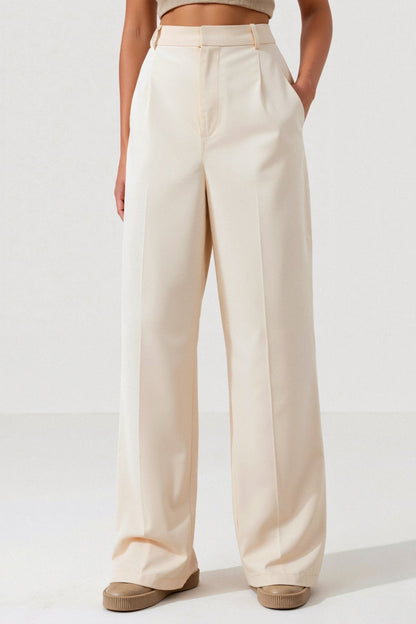 Damenhose Weit Schnitt Bundfalten Elegant