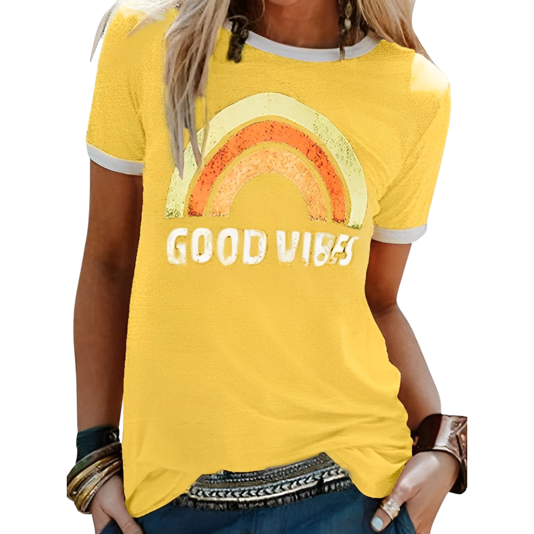 Eveloria Damen Hemd Good Vibes Baumwolle Weiß