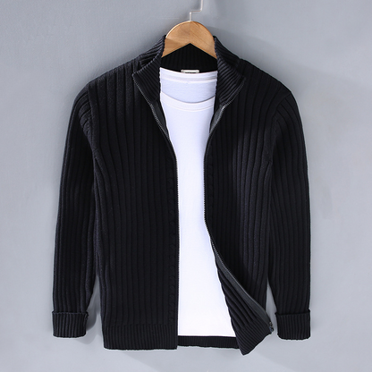Herren Strickcardigan Reißverschluss Freizeit Beige