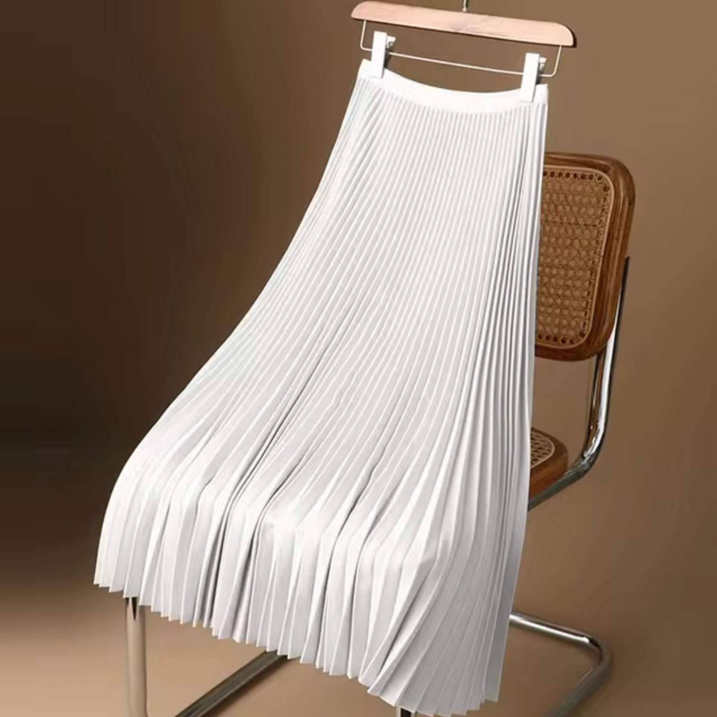 Eveloria Damen Plisseerock Baumwollsatin Lang