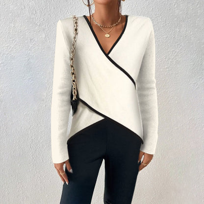 Damen V-Ausschnitt Pullover Wickelstil - Eveloria