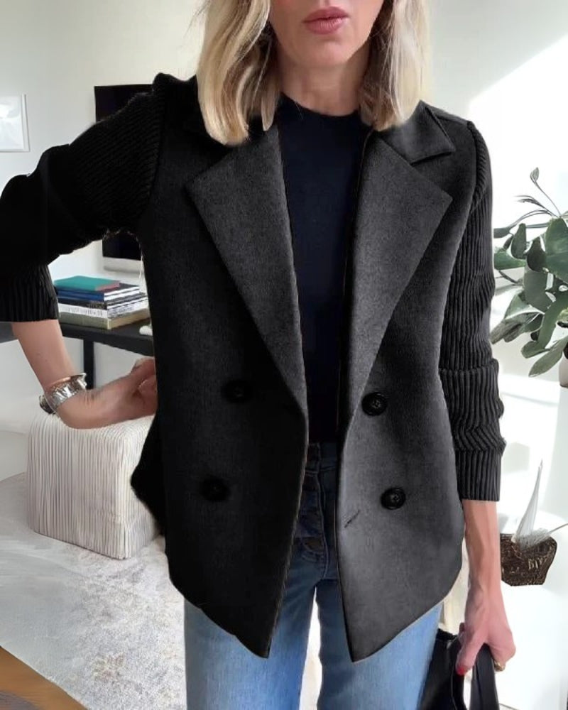 Damen Knit-Blazer-Weste Klassisches Revers Bequem