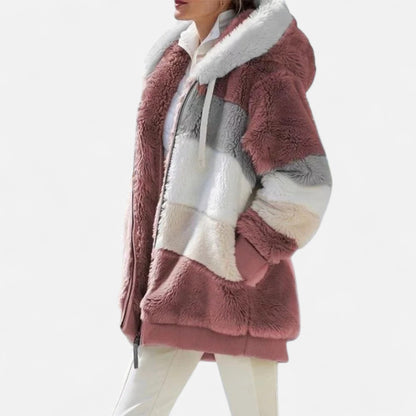 Damen Oversized Jacke mit Kapuze Gestreift