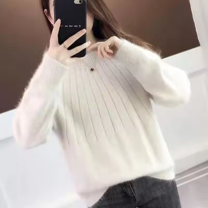 Eveloria Damen Strickpullover Kaschmirweich Rippmuster
