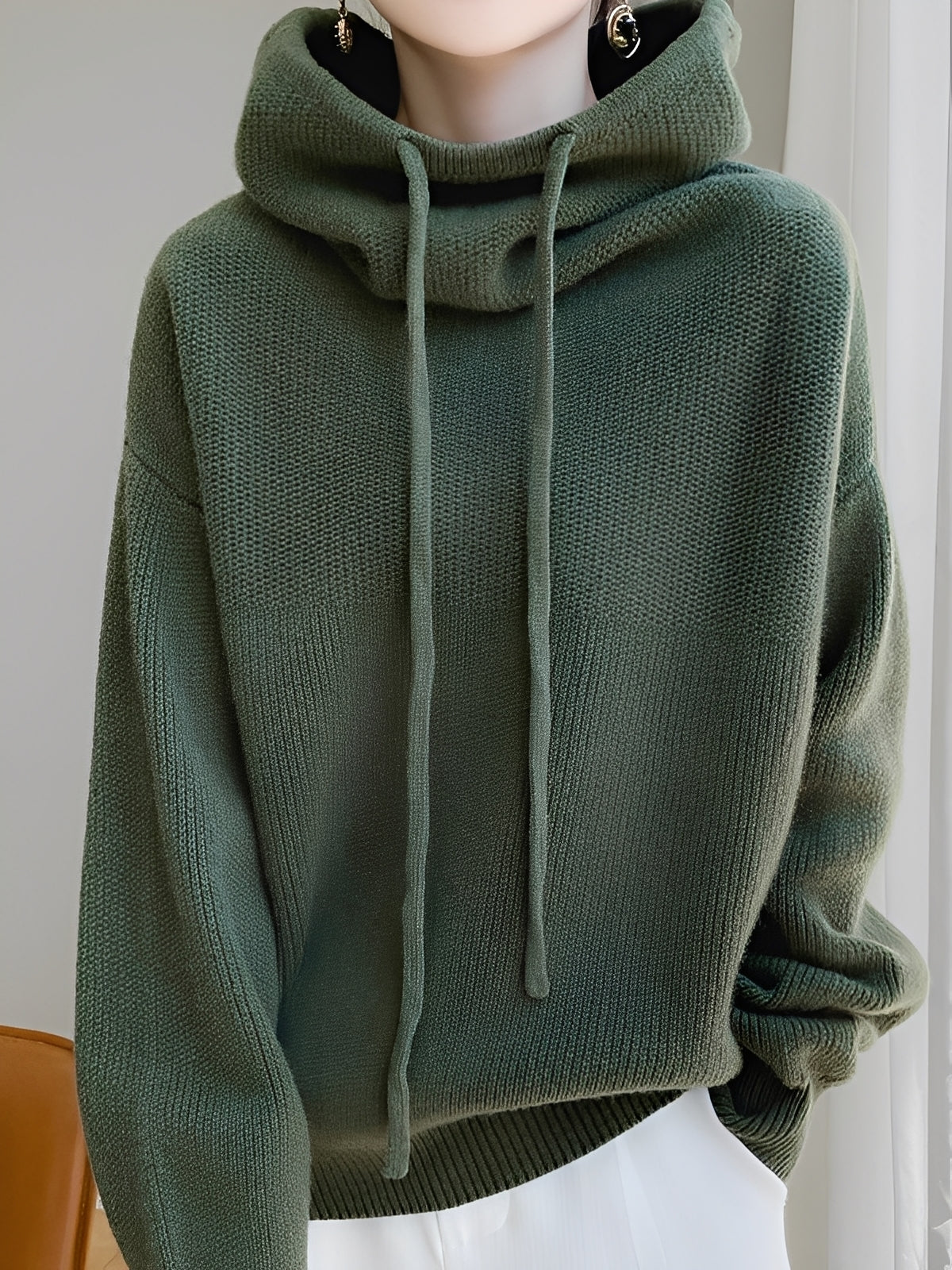Damen Strickpullover Rollkragen Kaschmir Kuschelig Beige