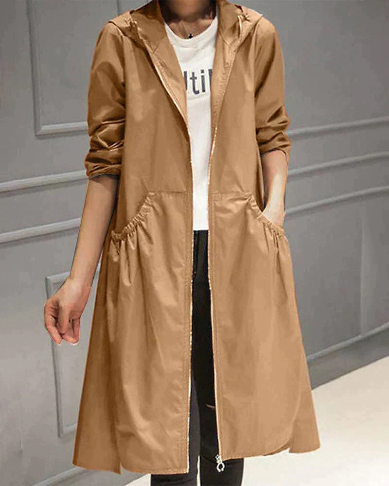 Eveloria Damen Regenjacke Reißverschluss Kapuze