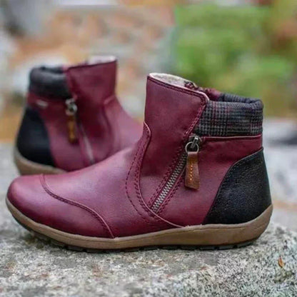 Damen Stiefelette Reißverschluss Bequem