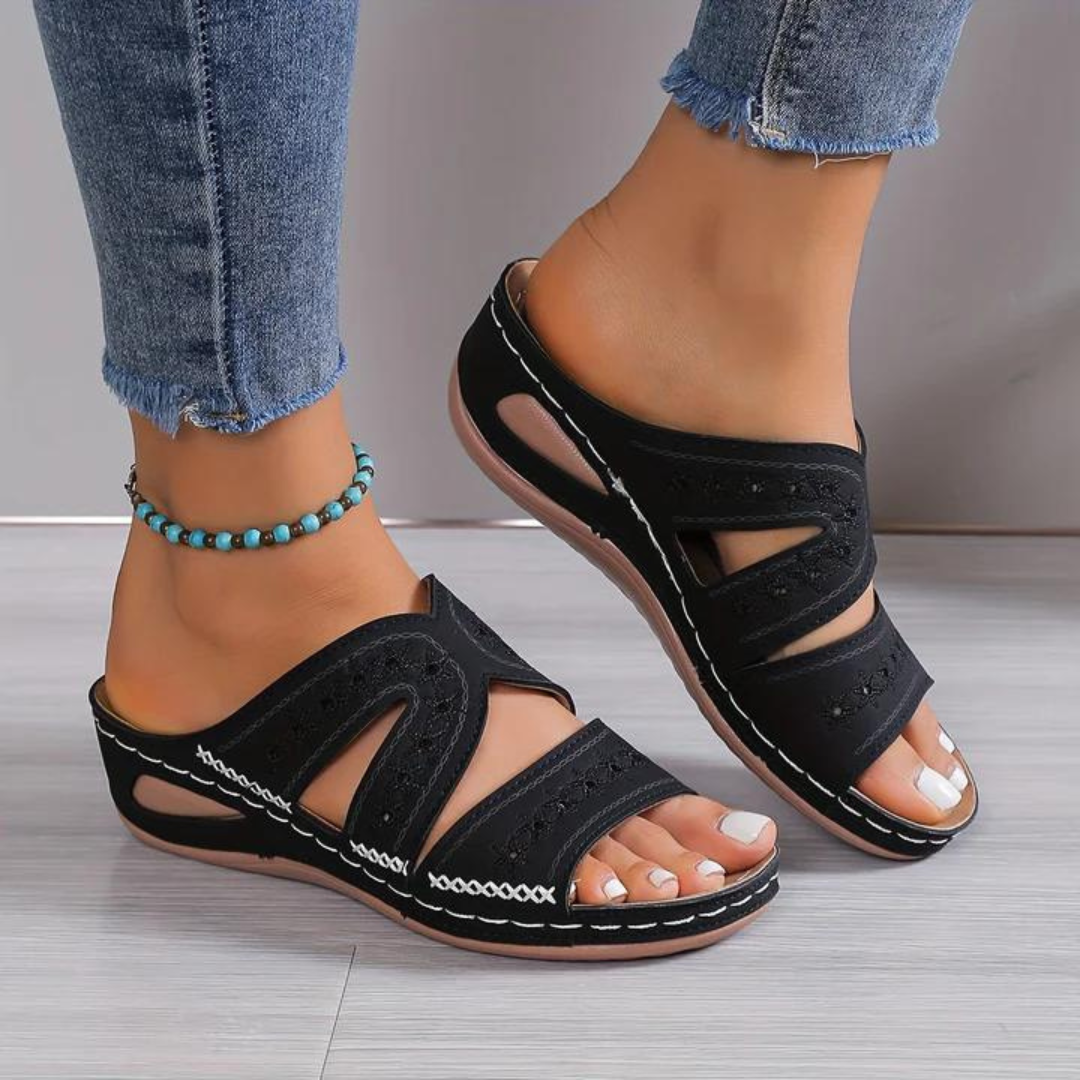 Damen Orthopädische Sandalen Sommer Atmungsaktiv Beige