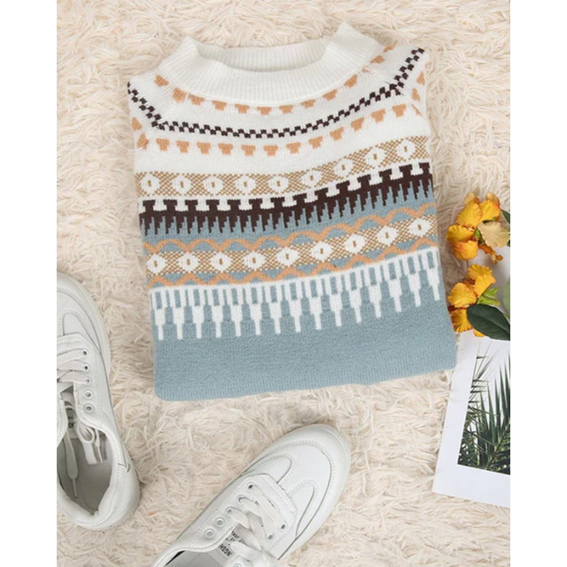 Eveloria Damen Norweger Pullover Strick Winter