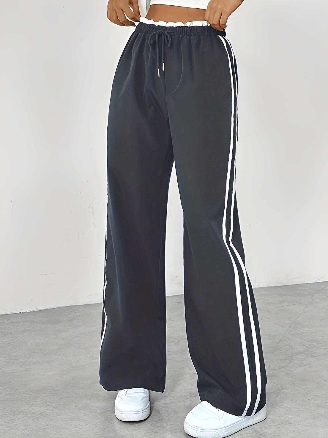 Damen Gerade-Hose Weite Fit Seitenstreifen