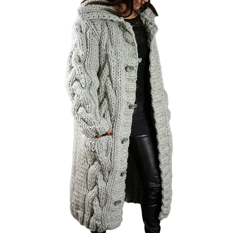 Eveloria Damen Strickjacke Dicke Wolle Beige