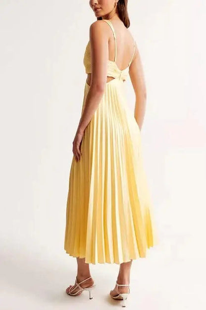 Damen Hochzeitsgastkleid Midi Plissiert - Eveloria