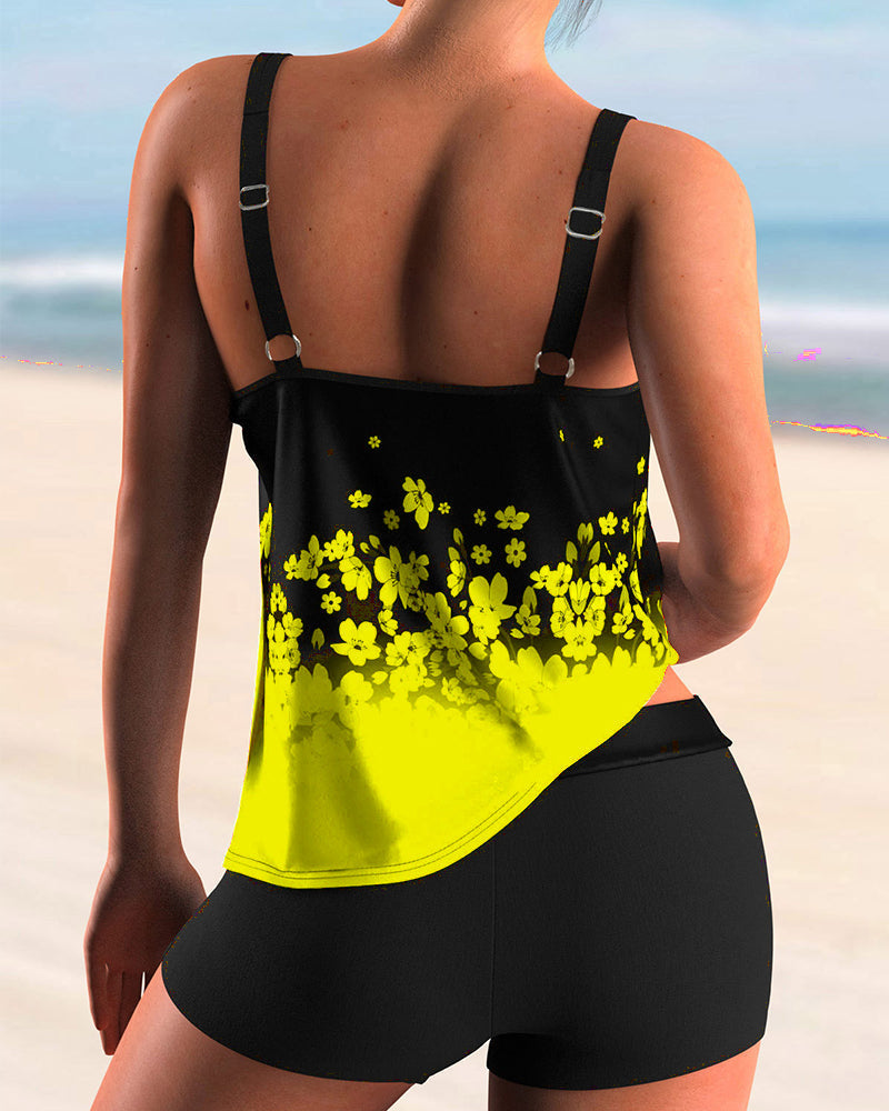 Eveloria Damen Tankini Set Blumenmuster