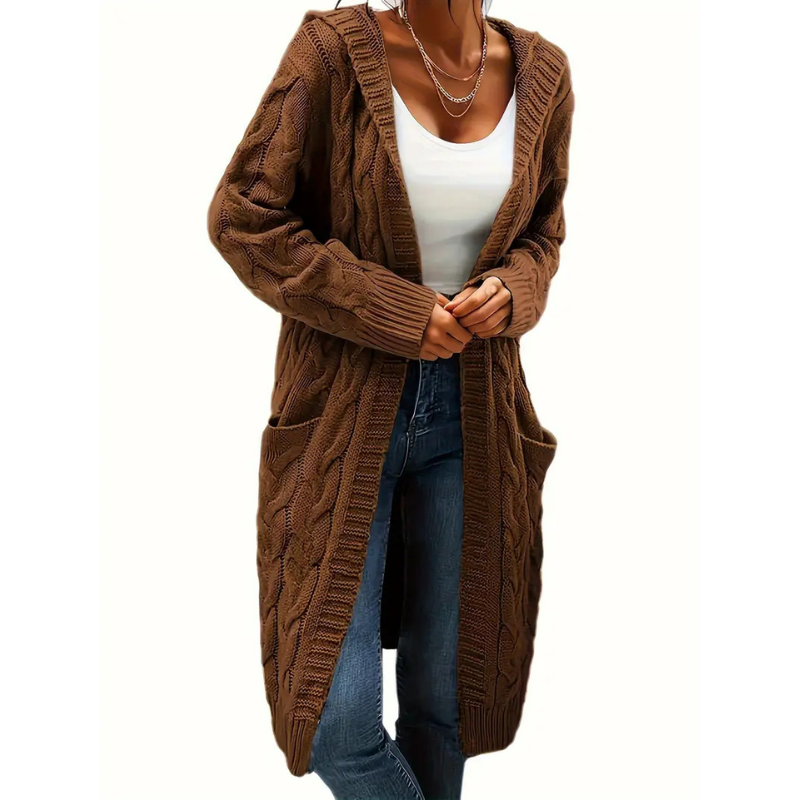 Damen Cardigan Lang Strickjacke Mit Taschen