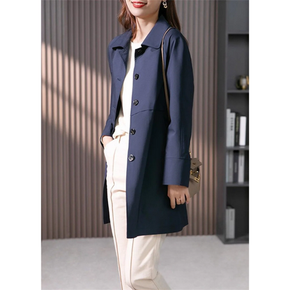 Eveloria Damen Trenchcoat Kurz Baumwolle Beige