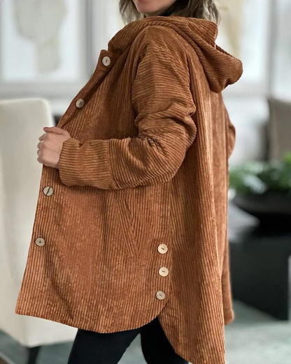 Damen Cordjacke mit Kapuze Freizeit