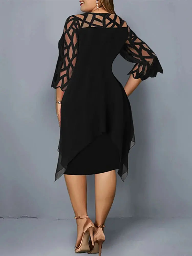 Eveloria Damen Midi-Kleid Spitze Plus Size Elegantes - Eveloria
