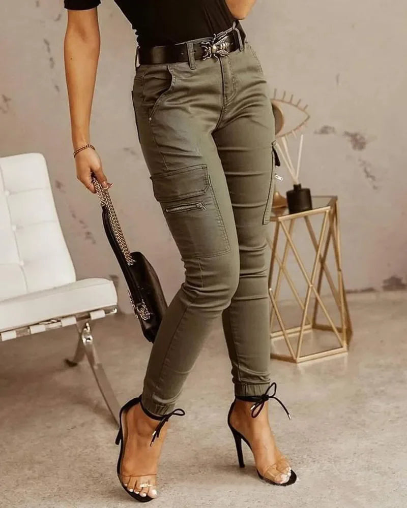 Eveloria Damen Cargo-Hose Hohe Taille