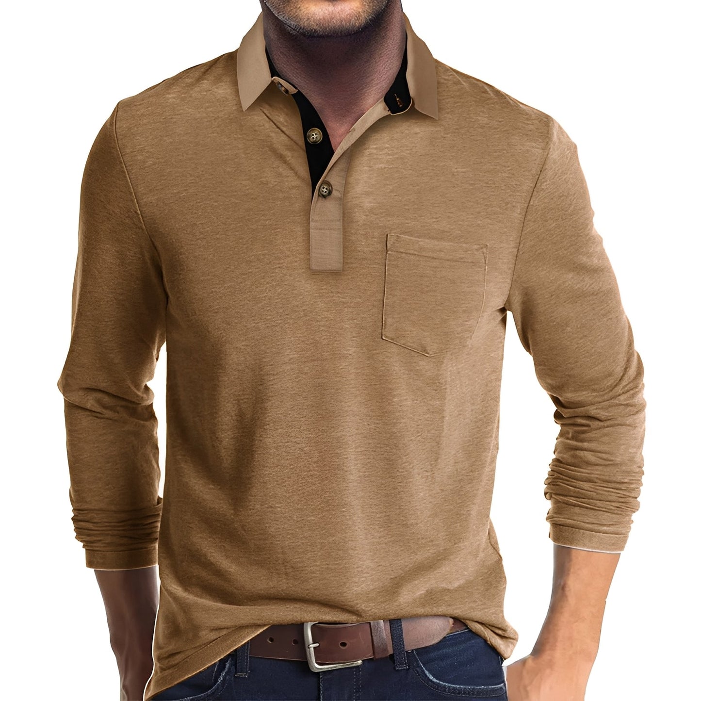 Herren Langarm-Poloshirt Komfortabel Vielseitig