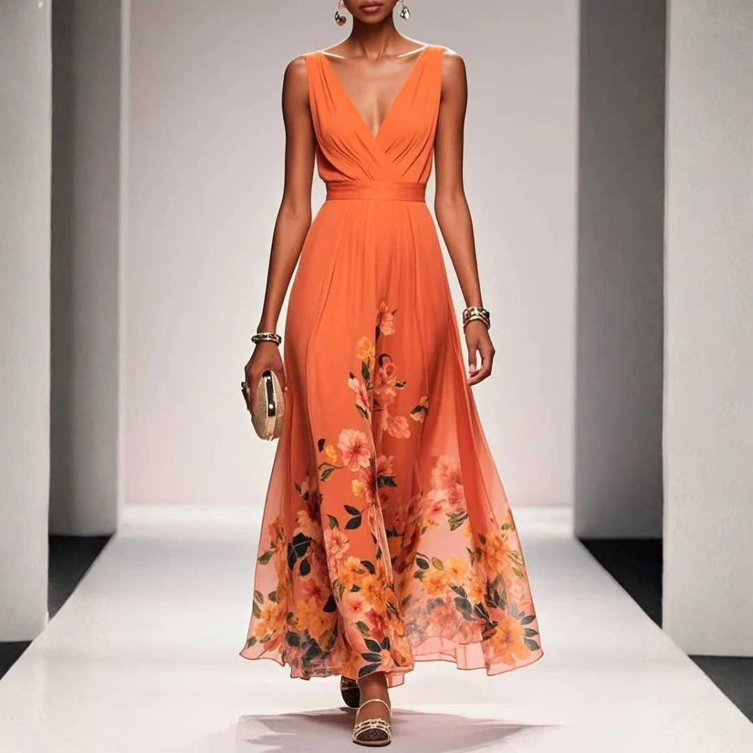 Damen Maxi Kleid Floralmuster Für Hochzeitsgäste