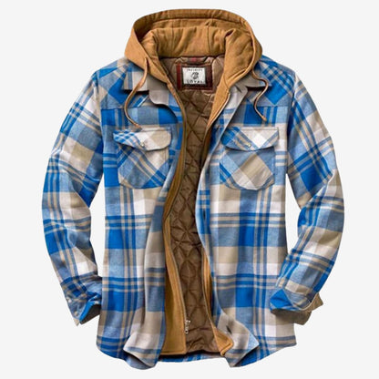 Herren Flanelljacke Kapuze Fleece Warm
